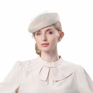 English Womens Church Hat Kentucky Fascinator With Veil Pill Box Hats Derby💝